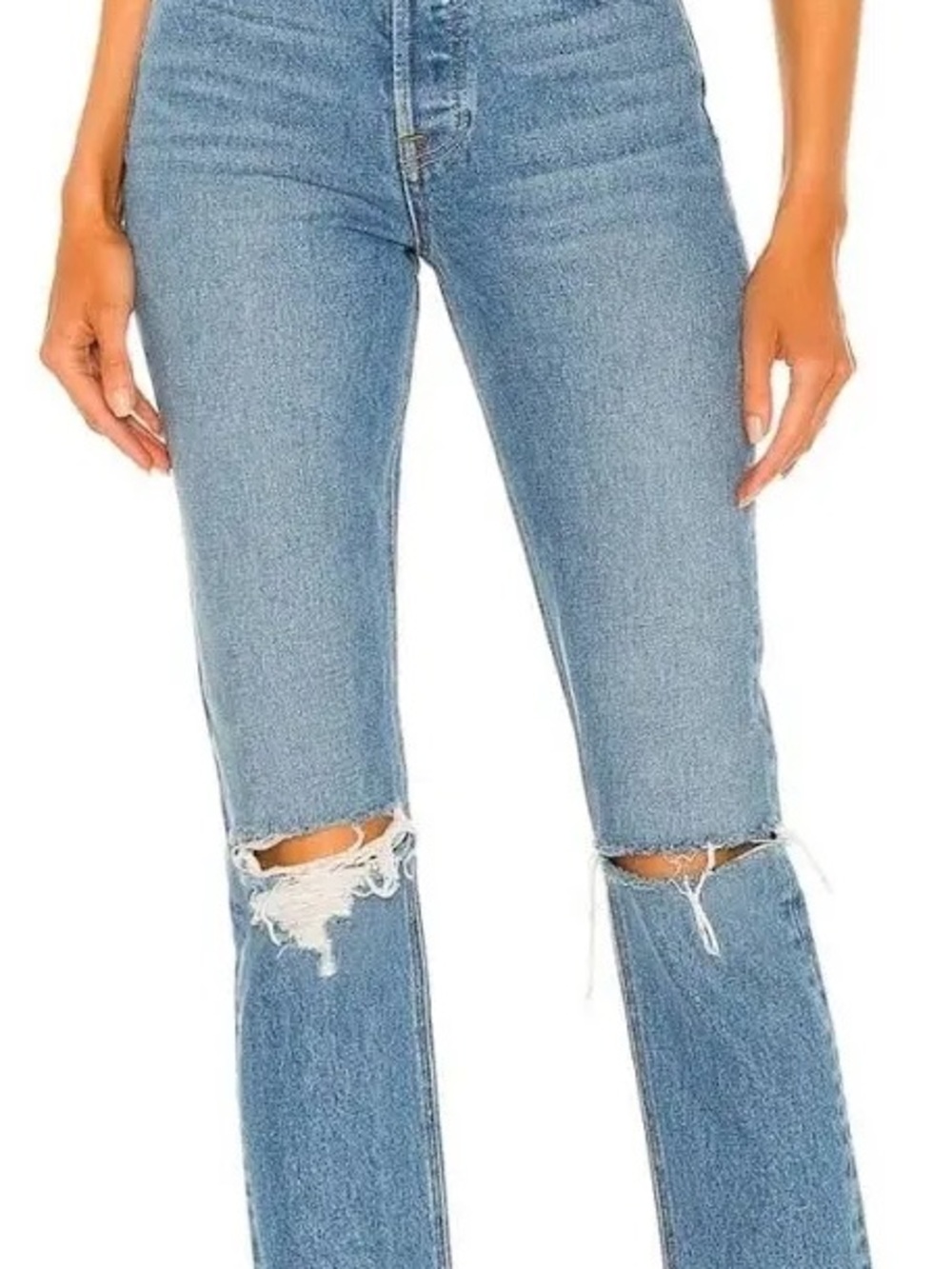 GRLFRND Karolina Straight Leg Distressed Jeans